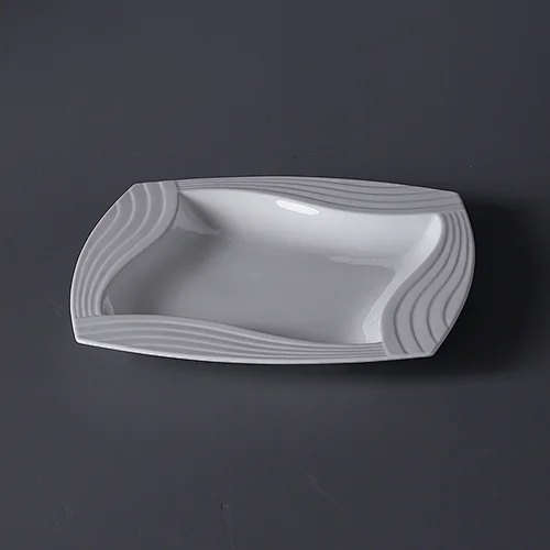 Factory wholesale bone china dinner platter rectangular ceramic square plates