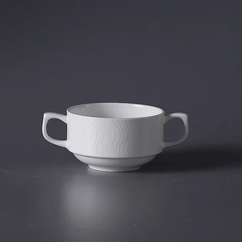 white bone china Dinnerware Porcelain Binaural Soup Cup