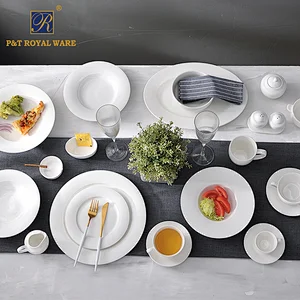Restaurant Hotel White Ceramic Porcelain Tableware Dinnerware Set