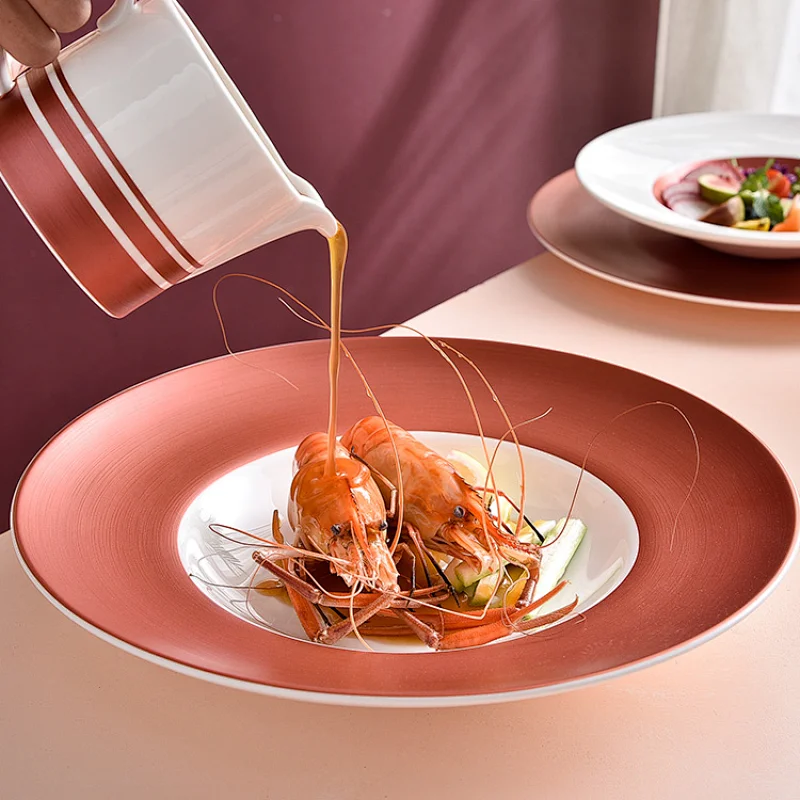 P&T Royal Ware Bone China Factory High Quality Western Style Bone China Dinner Set Color Design Decal Plates