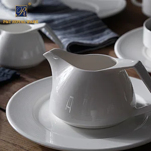 P&T Porcelain Factory Hotel Tableware Round Ceramics Dinnerware White Catering Table Plates Crokery Plates For Banquet Buffet