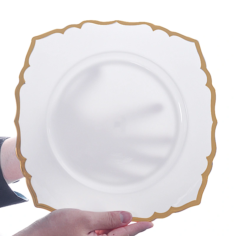 Hotel Restaurant Dinner Plate. Manufacturer Dish Plate Ceramic Luxury Bone China Gold Rim Steak Plate