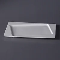Creative pure white ceramic plate contracted rectangular edge flat beefsteak plate