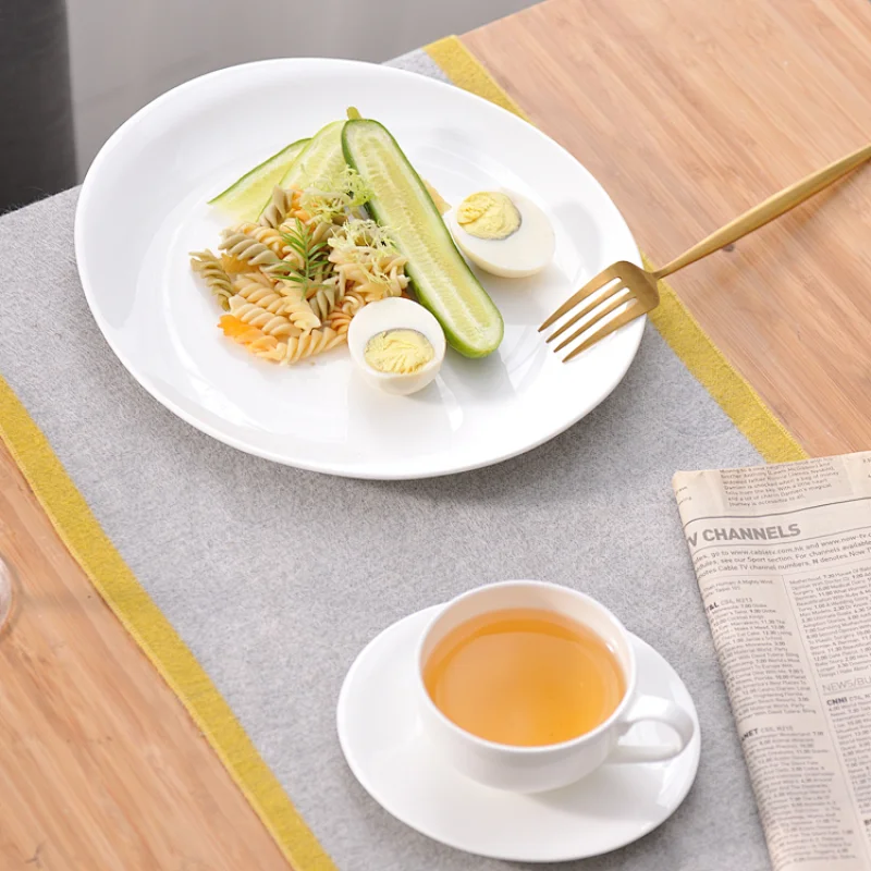 White western oval bone china steak main course plates ceramic meat plate for restaurant