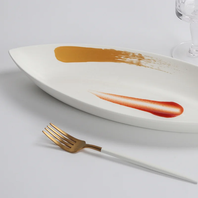 handmade 16inch custom hotel catering wedding supermarket sharp corners porcelain dinner plates serving dishes price wholesale