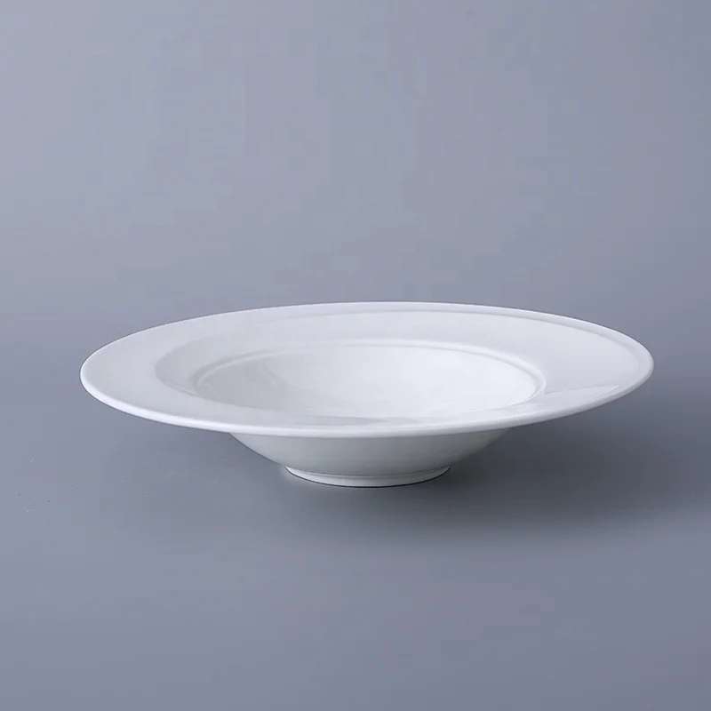 wholesale 9.5 inch dishes custom bone china tableware restaurant buffet pasta soup plates white porcelain plate