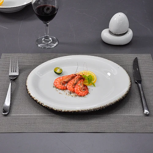 P&T porcelain ceramic porcelain restaurant round serving food plate for hotel&banquet