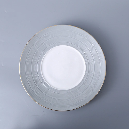 custom restaurant wedding gold rim party gray glazed dinner food plates sets charger porcelain ceramic plate wholesale