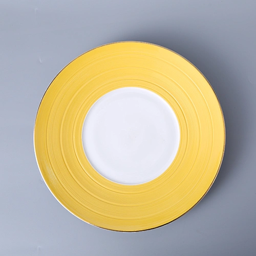 custom restaurant wedding gold rim party colorful glazed dinner serving plates sets charger porcelain ceramic plate wholesale