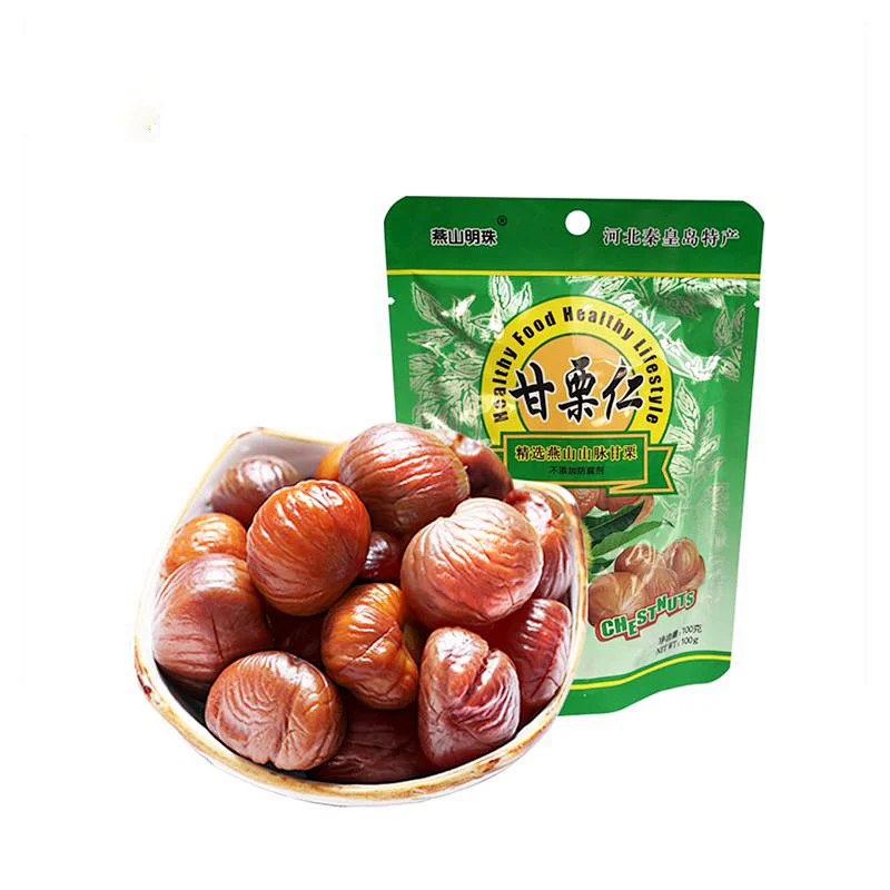 New Hot Sale Peeled Roasted Chinese Chestnuts Snack Foods with Foil Bag