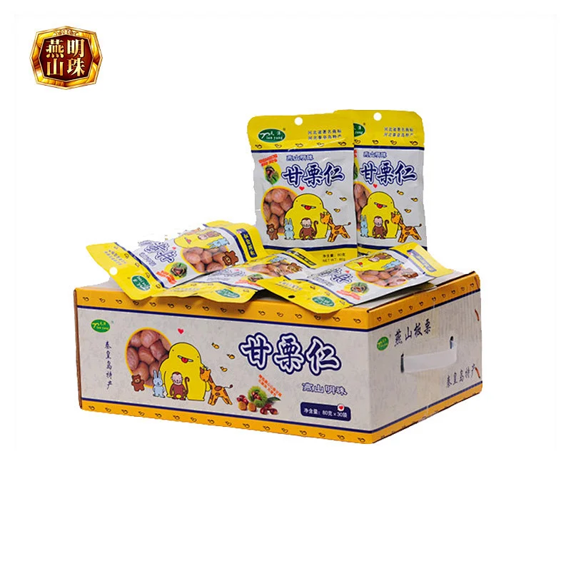 Organic 80g Shelled Roasted Chinese Chestnut Snack with Foil Bag