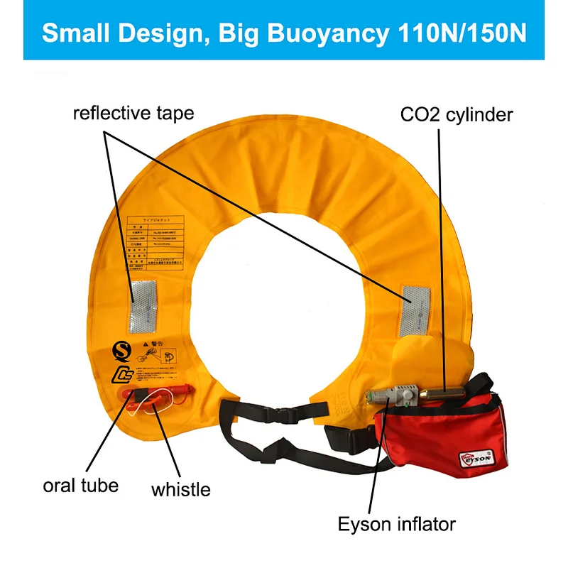 Eyson Auto Inflatable CO2 110N Fishing Pfd Backpack Life Jacket Pack