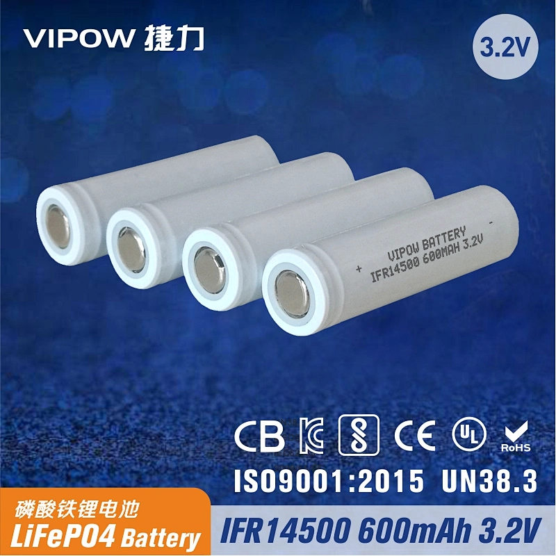 LiFePO4 Battery IFR14500 600mAh 3.2V Flat top