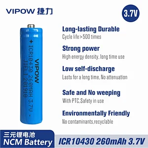 Lithium Battery ICR10430 260mAh 3.7V Flat Ttop