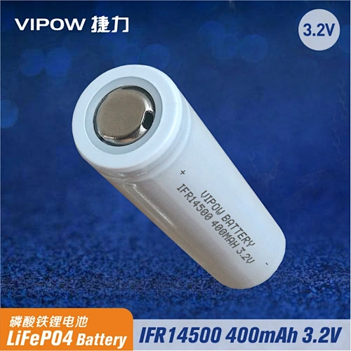 LiFePO4 Battery IFR14500 400mAh 3.2V Flat top