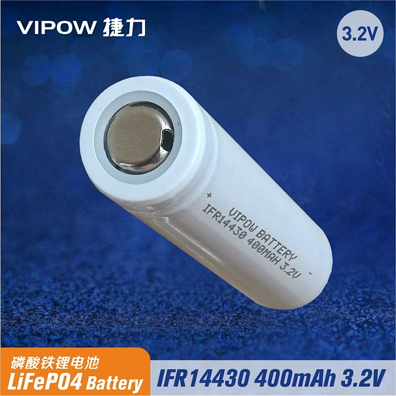 LiFePO4 Battery IFR14430 400mAh 3.2V Flat Top