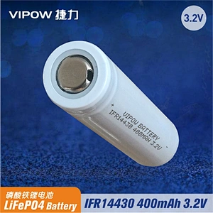 LiFePO4 Battery IFR14430 400mAh 3.2V Flat Top