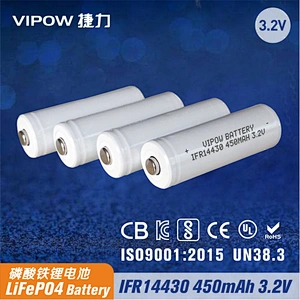 LiFePO4 Battery IFR14430 450mAh 3.2V tip top