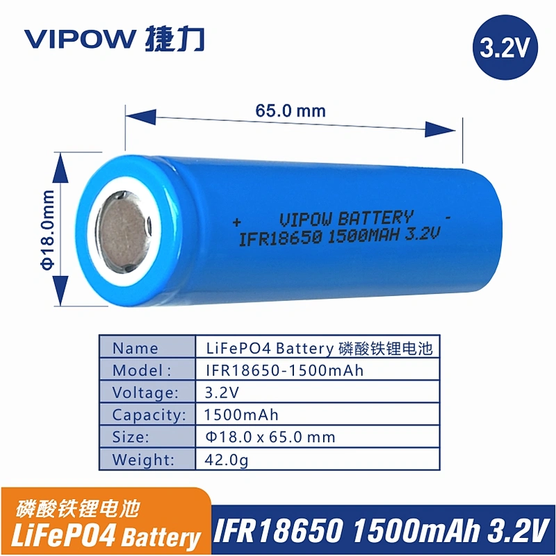 LiFePO4 Battery IFR18650 1500mAh 3.2V