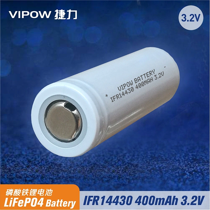 LiFePO4 Battery IFR14430 400mAh 3.2V Flat Top