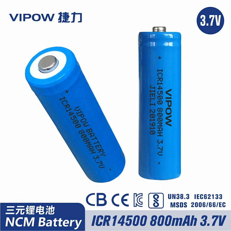 Lithium Battery ICR14500 800mAh 3.7V Tip Top
