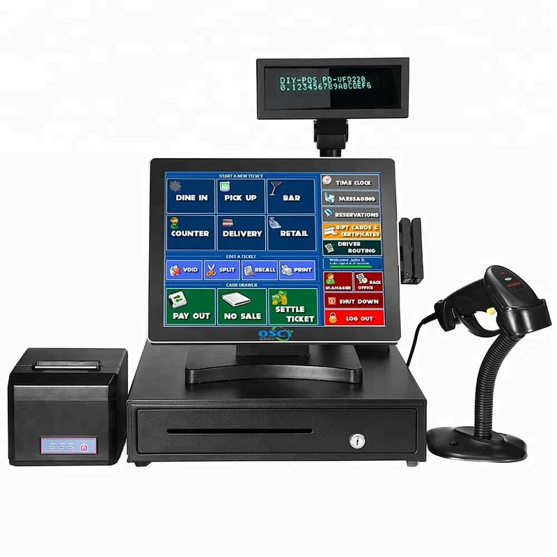 All In One POS System Aluminum Housing with Auto Cutter Receipt Printer