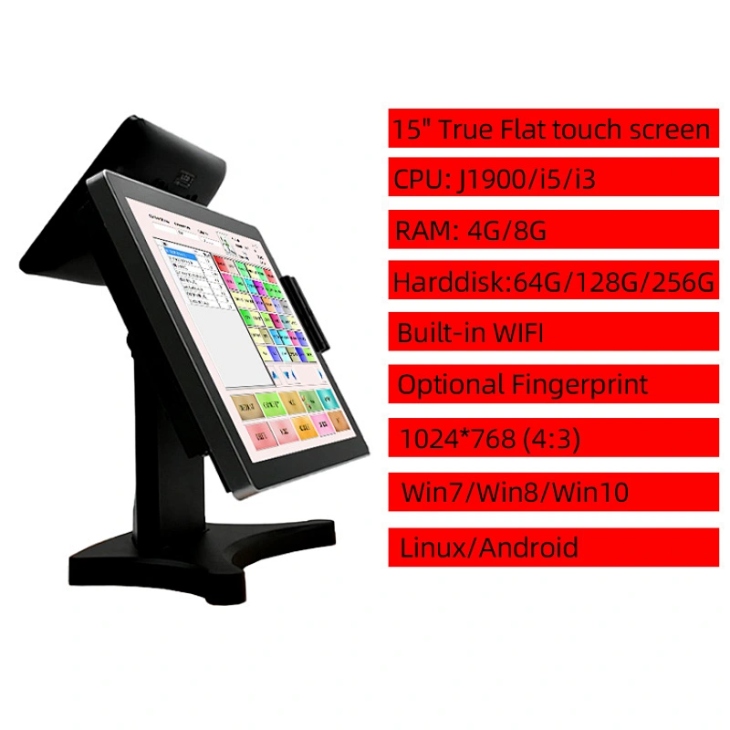 Machine Point Sale System 2 Screen Fingerprint Optional Built-in Wifi Terminal Cash Register All One Pos Systems