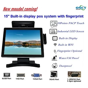 Restaurant/Supermarket 15 inch all in one touch screen POS system/POS terminal/Epos