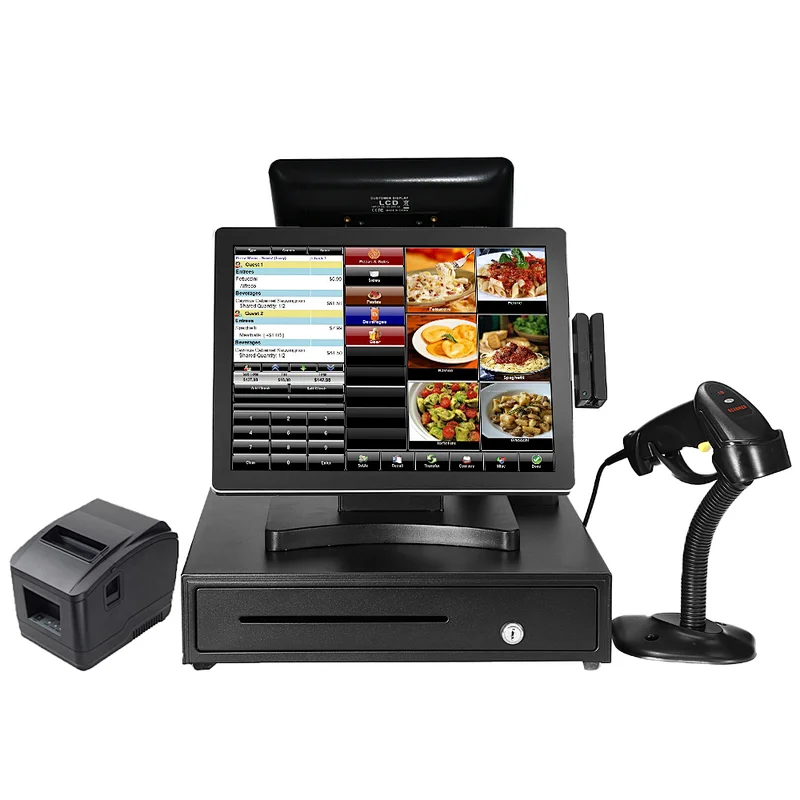 New Point Sale System 2 Screen Fingerprint Optional Built-in Wifi Terminal Cash Register All One Pos Systems