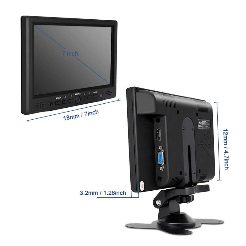 Oscan Factory hot selling 7 inch IPS cctv car desktop portable monitor with HD-MI BNC VGA USB AV input