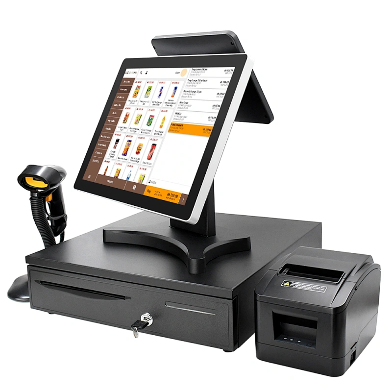 15inch pos 10inch customer display Touch Dual Screen terminal Restaurant Order Machine POS System