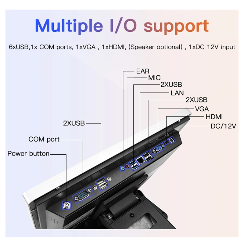 15inch pos 10inch customer display Touch Dual Screen terminal Restaurant Order Machine POS System