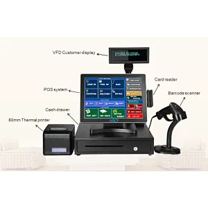 OSCY 15 Inch All in One Touch Pos System; Touch Cash Register;All in One POS for Restaurant and Supermarket Retail