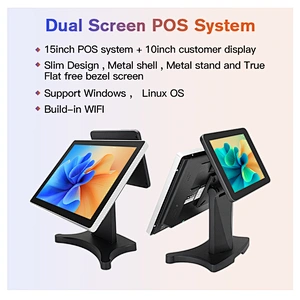15inch pos 10inch customer display Touch Dual Screen terminal Restaurant Order Machine POS System