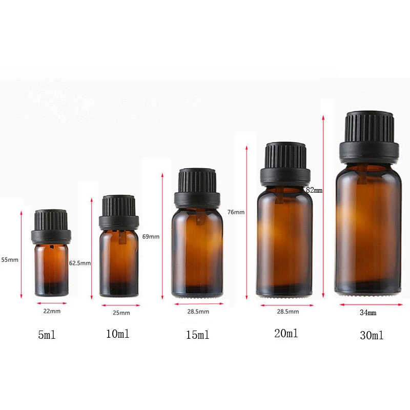 Printing essential oil 10ml amber glass bottle