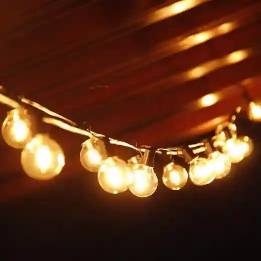 string christmas lights outside