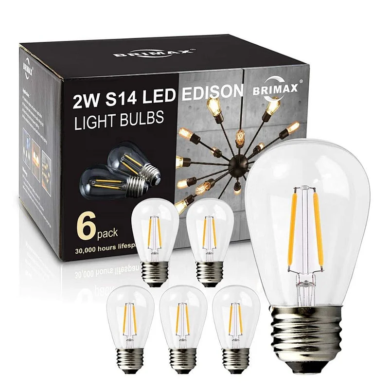 6pcs pack BRIMAX E26 E27 base dimmable LED filament bulb led string lights bulbs
