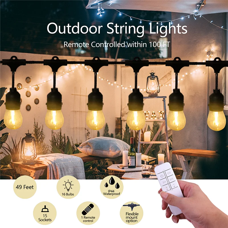 RF remote control outdoor string light