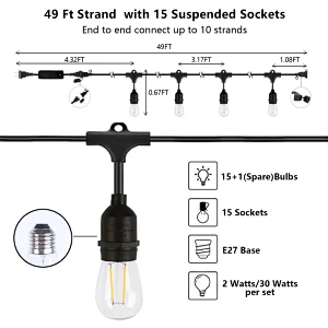 RF remote control outdoor string light