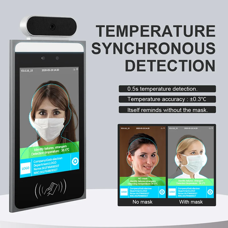 smart security devices automatic LCD touch screen temperature camera access control face recognition