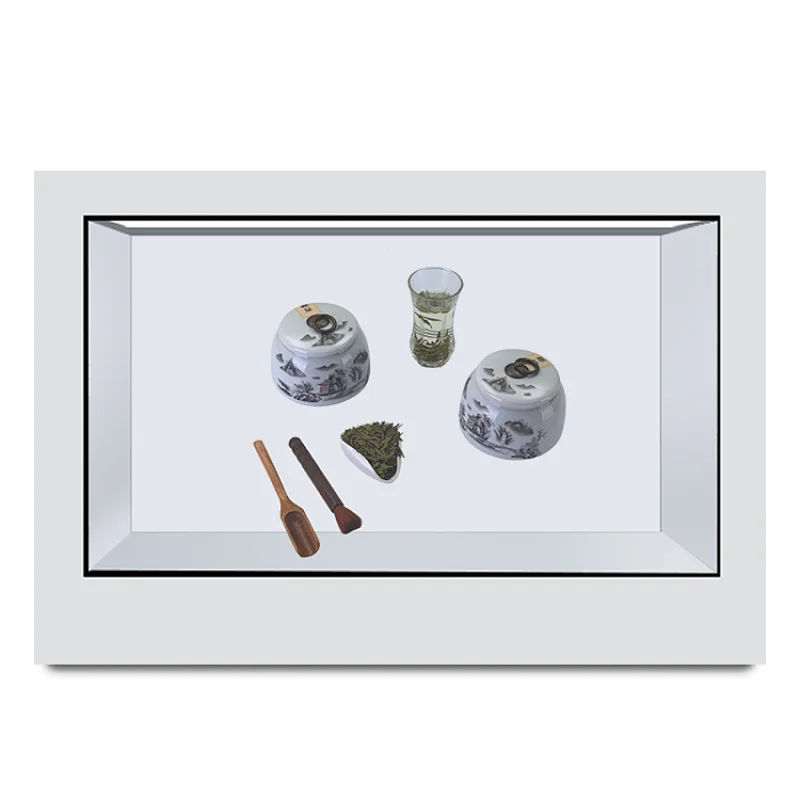 32 inch 3D touch art exhibition museum Transparent LCD screen display cabinet