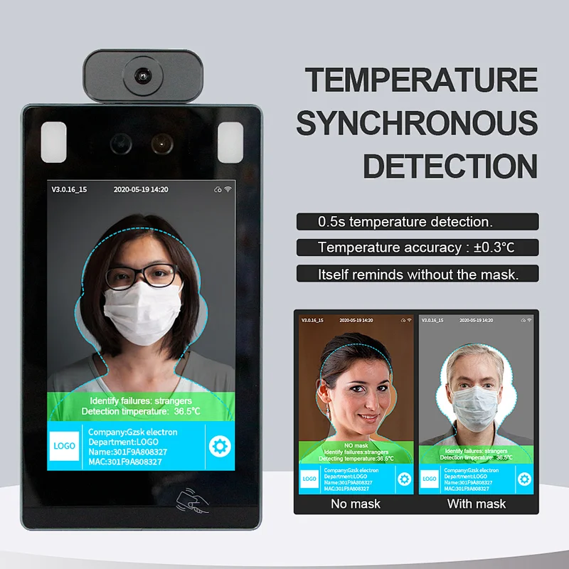 Time Attendance Recording Facial Recognition Thermal Imaging Scanner Camera Face Access Control System