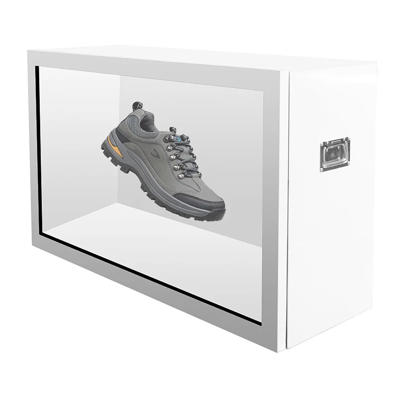 55 inch 3D touch item advertising show Transparent Infrared screen touch display cabinet
