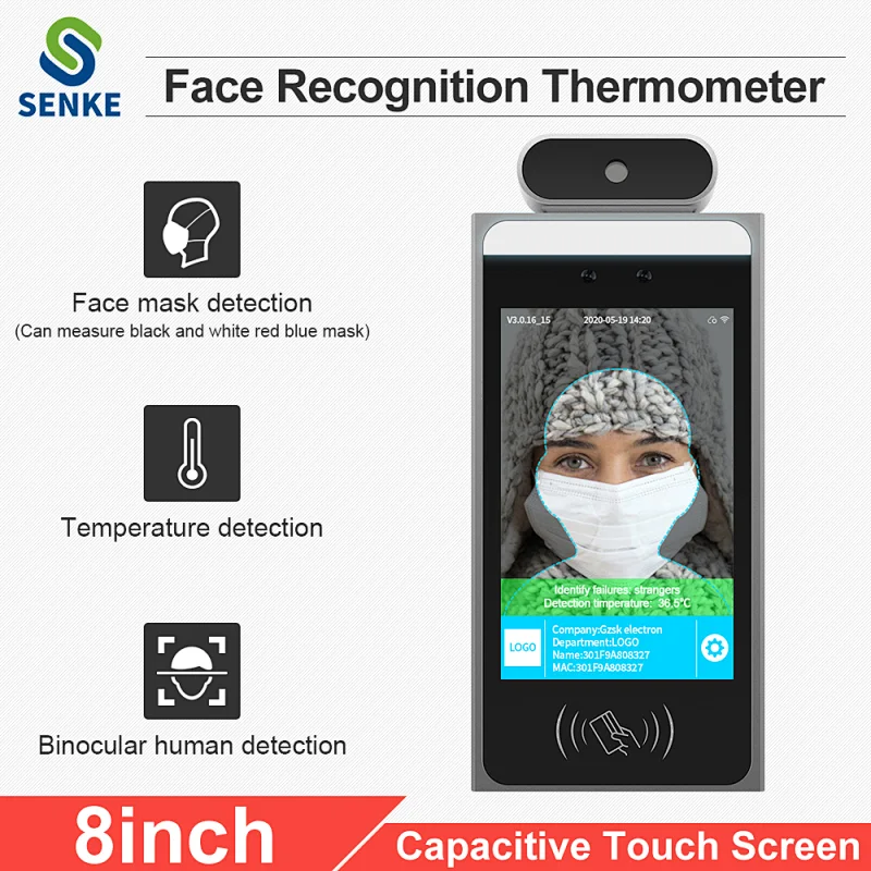 smart security devices automatic LCD touch screen temperature camera access control face recognition