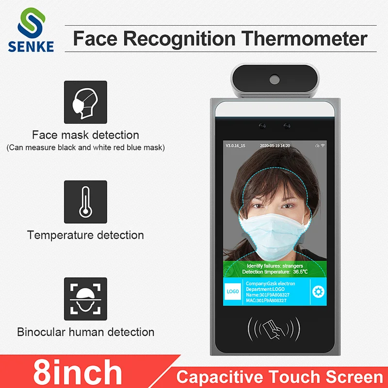 High performance Android Integrated wall hanging  access control face recognition door lock ai thermal camera