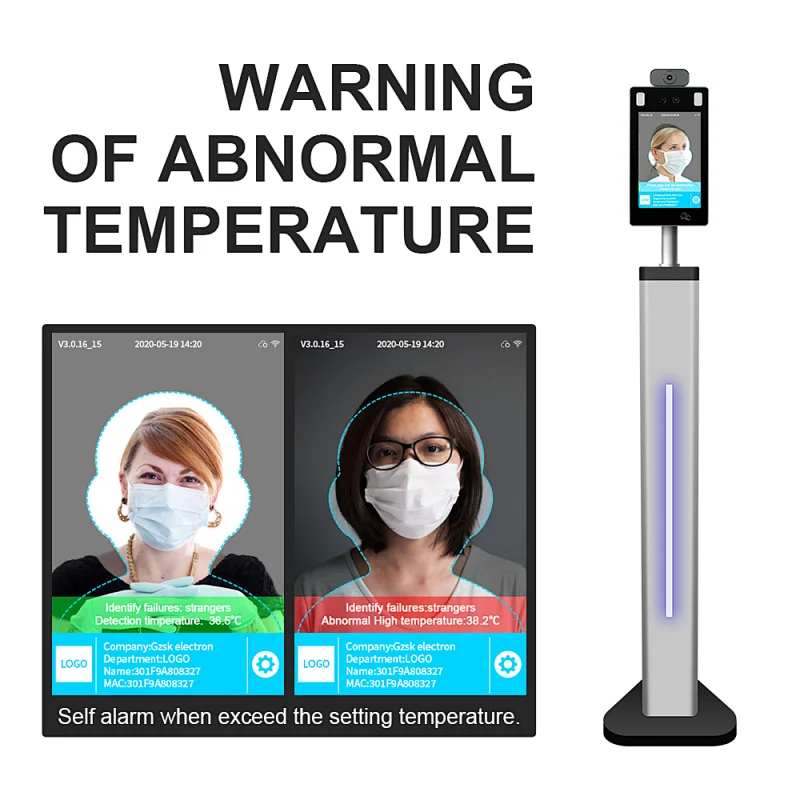 8 inch android temperature measurement face recognition sensor measuring device