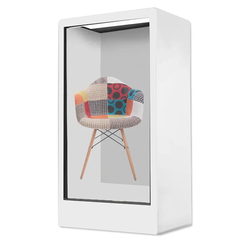 Big size 75 inch white fashion smart transparent LCD screen case