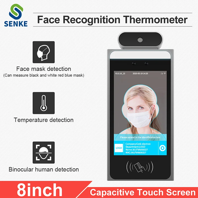 8 inch android temperature measurement face recognition sensor measuring device
