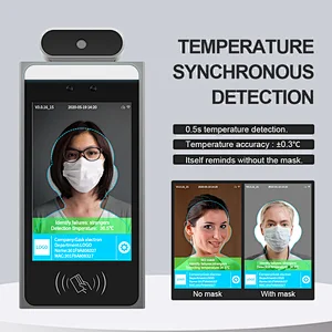 Floor standing Body temperature detection access control camera door lock face recognition temperature