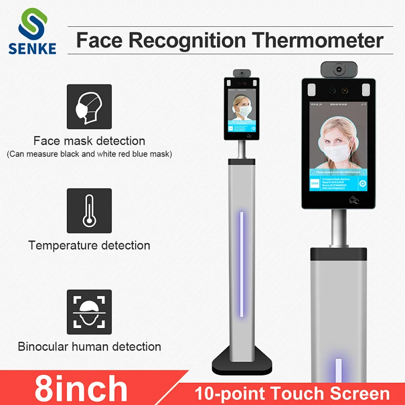 8 inch android temperature measurement face recognition sensor measuring device